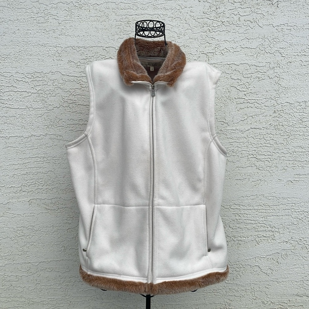 Vintage Au Lieu Faux Fur Trim Vest